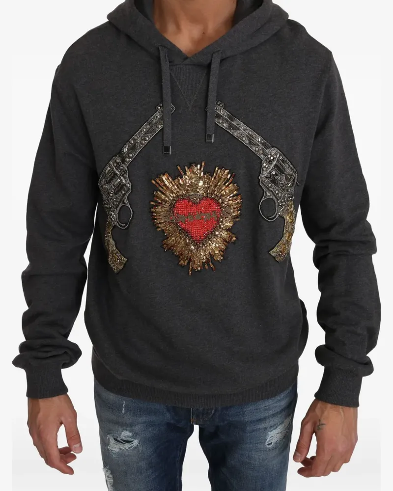 Dolce & Gabbana Hoodie mit Perlenstickerei - Grau Grau
