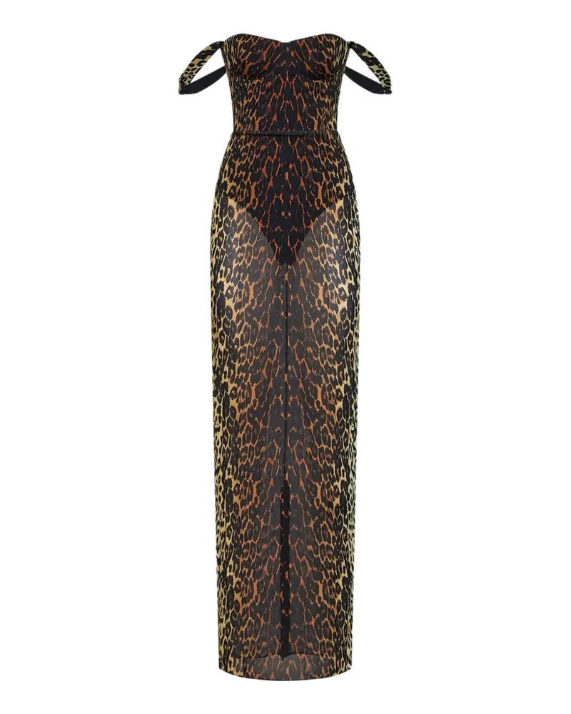 Alex Perry leopard-print semi-sheer dress - Braun Braun