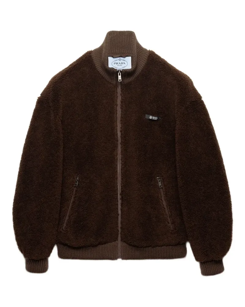 Prada Gerippte Jacke mit Logo-Detail - Braun Braun
