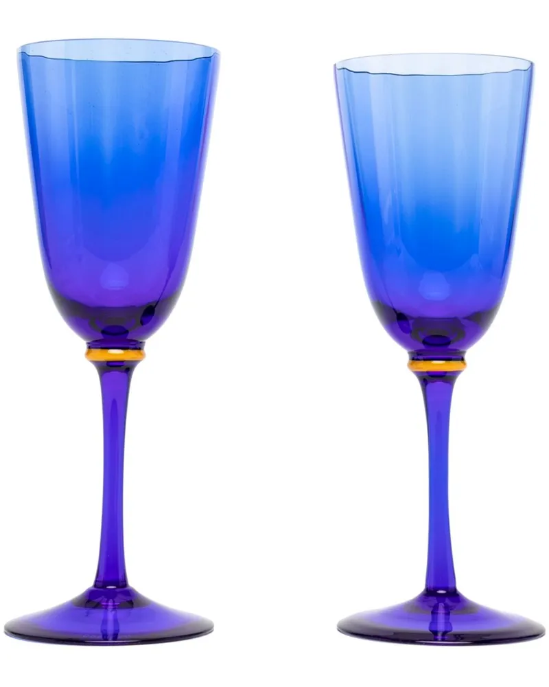 La DoubleJ Set aus zwei Weingläsern - Blau Blau