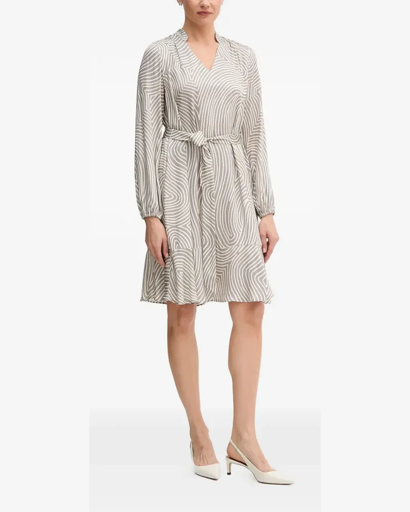 MARC AUREL Gemustertes Kleid mit Gürtel - Grau Grau