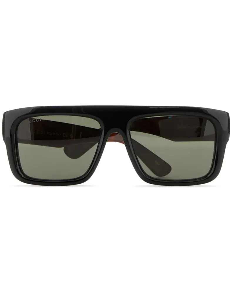 Gucci Eckige Sonnenbrille in Schildpattoptik - Schwarz Schwarz