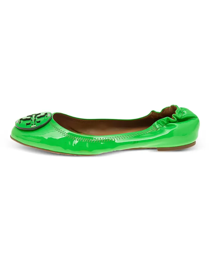 Tory Burch logo-accent scrunch ballet flats - Grün Grün