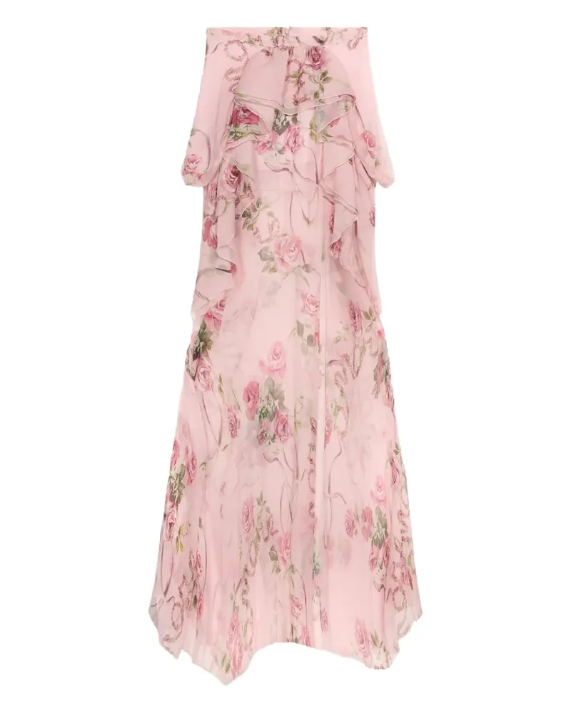 Blumarine Langer Rock mit Blumen-Print - Rosa Rosa
