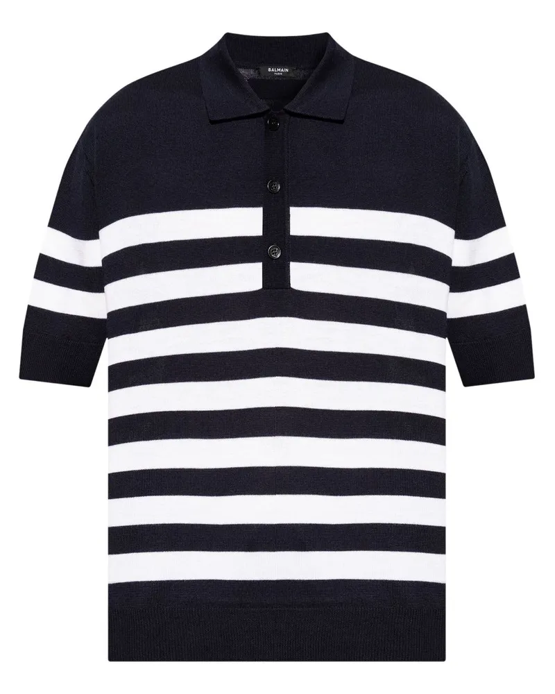 Balmain Gestreiftes Poloshirt - Blau Blau