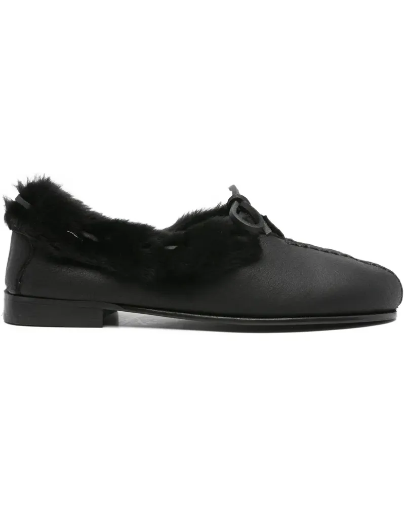 HEREU Loafer mit Pelzbesatz - Schwarz Schwarz