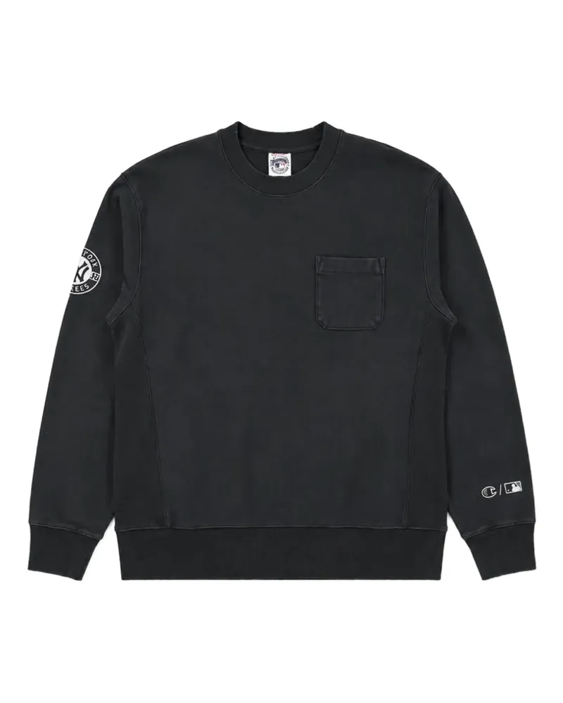 Champion x New York Yankees logo-patch sweatshirt - Schwarz Schwarz