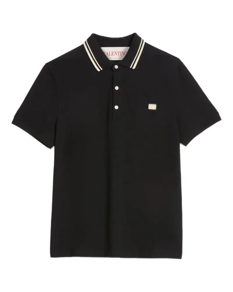 Valentino Garavani Poloshirt mit VLogo - Schwarz Schwarz