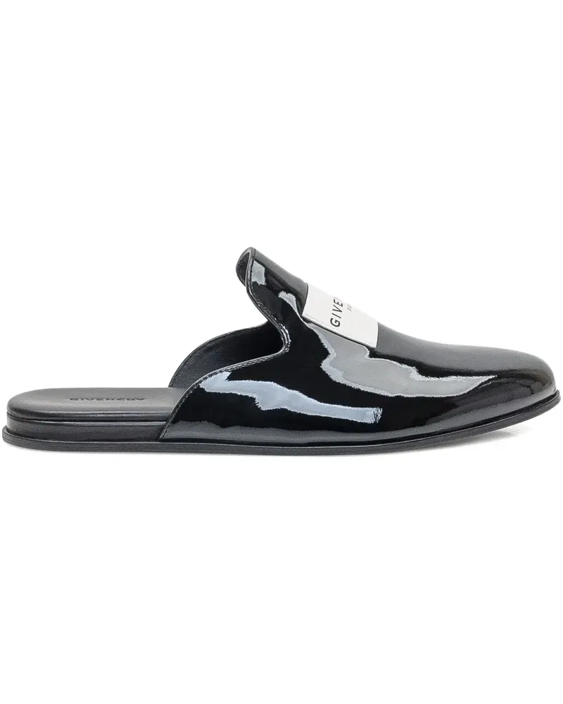 Givenchy Slipper aus Lackleder mit Logo-Schild - Schwarz Schwarz