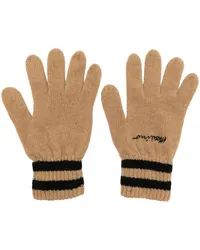 Moschino Gerippte Handschuhe mit Logo Nude