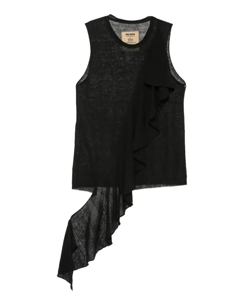 Uma Wang asymmetric-hem top - Schwarz Schwarz