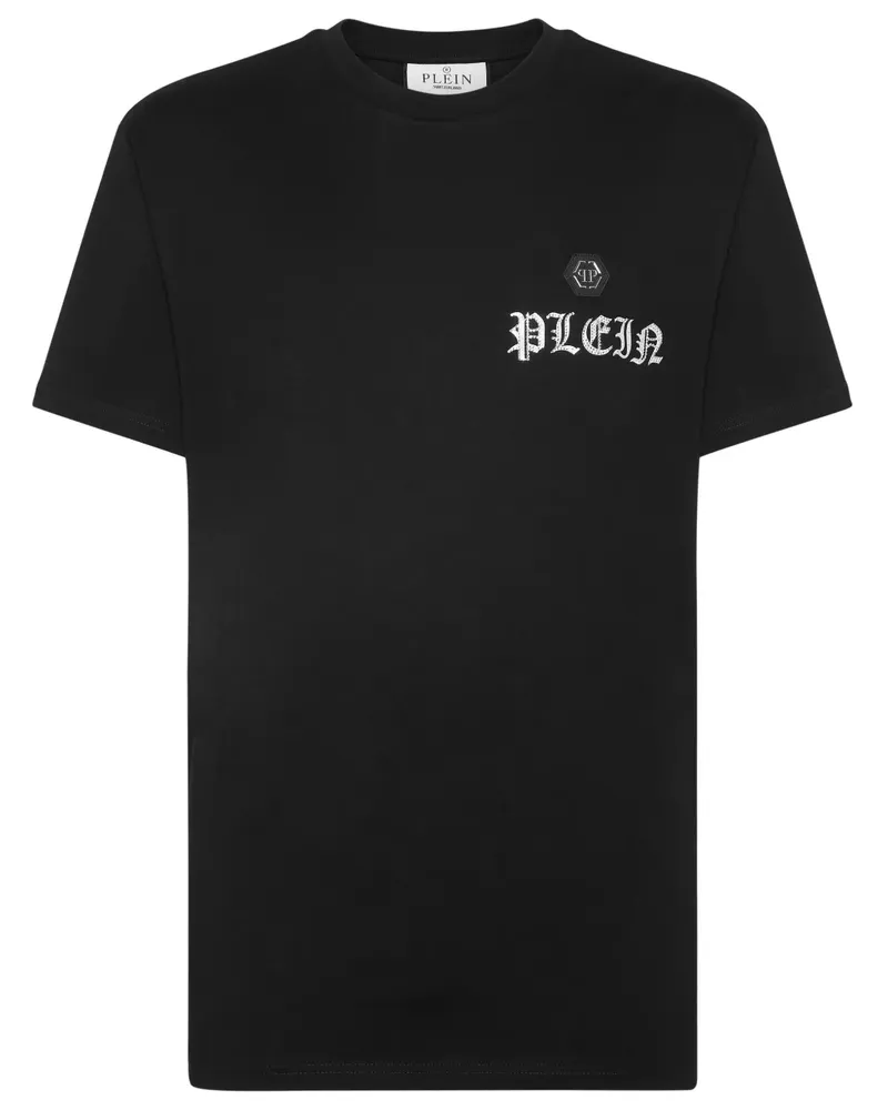 Philipp Plein T-Shirt mit kristallverziertem Totenkopf - Schwarz Schwarz