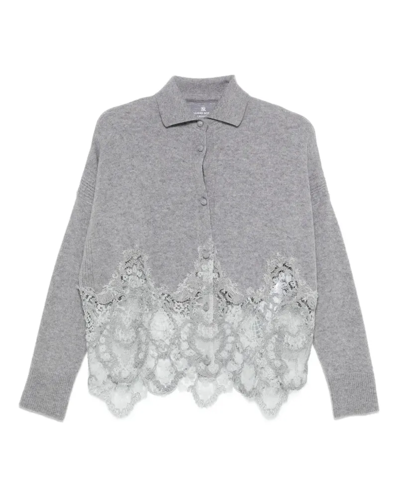 Ermanno Scervino Cardigan mit Spitzebesatz - Grau Grau