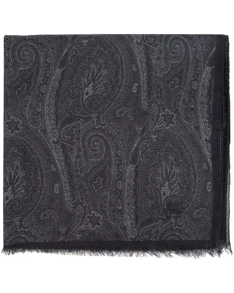 Etro Ausgefranster Schal mit Paisley-Print - Grau Grau