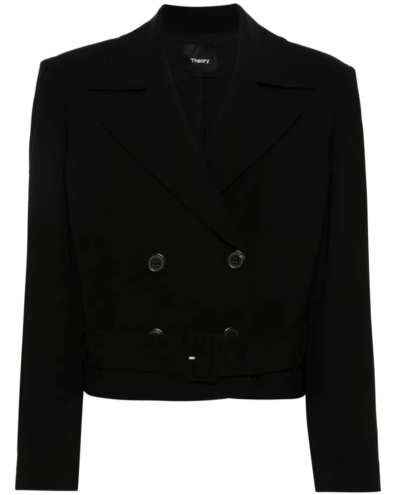 Theory Doppelreihige Cropped-Jacke - Schwarz Schwarz