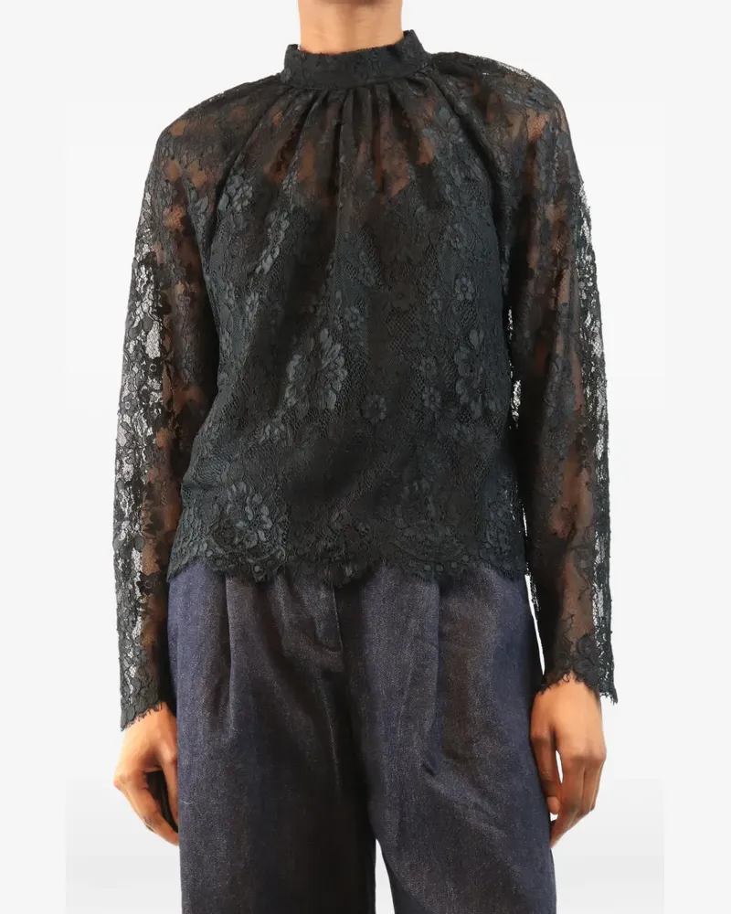 Self-Portrait floral-lace blouse - Schwarz Schwarz