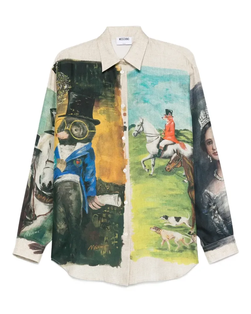 Moschino Seidenhemd mit Print - Grün Grün
