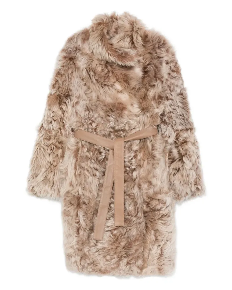 Yves Salomon Shearling-Mantel mit Gürtel - Braun Braun