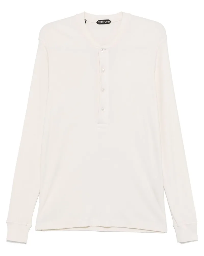 Tom Ford Geripptes Henley-Oberteil - Nude Nude