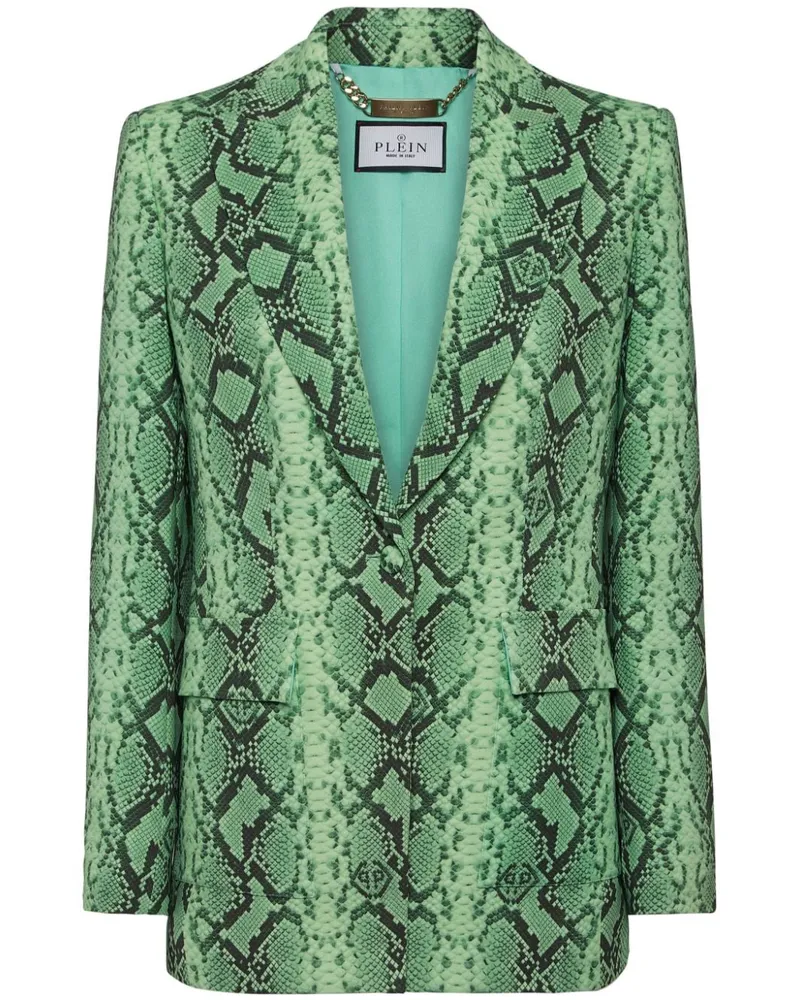 Philipp Plein Satin-Blazer mit Python-Print - Grün Grün