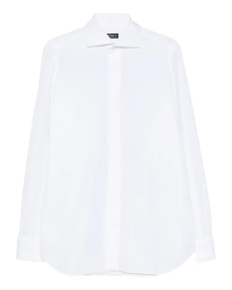 Finamore 1925 spread-collar concealed-front cotton shirt - Weiß Weiß