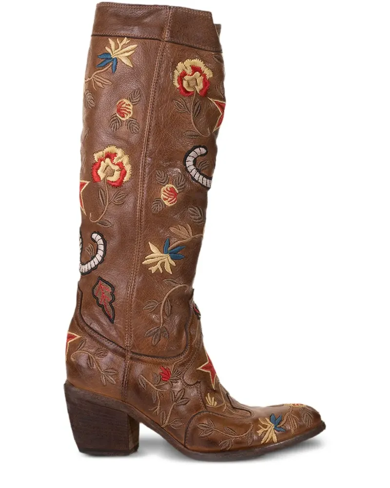 Fauzian Jeunesse Stiefel mit Stickerei - Braun Braun