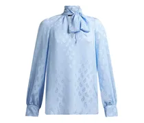 Seidenbluse aus Paisley-Jacquard - Blau