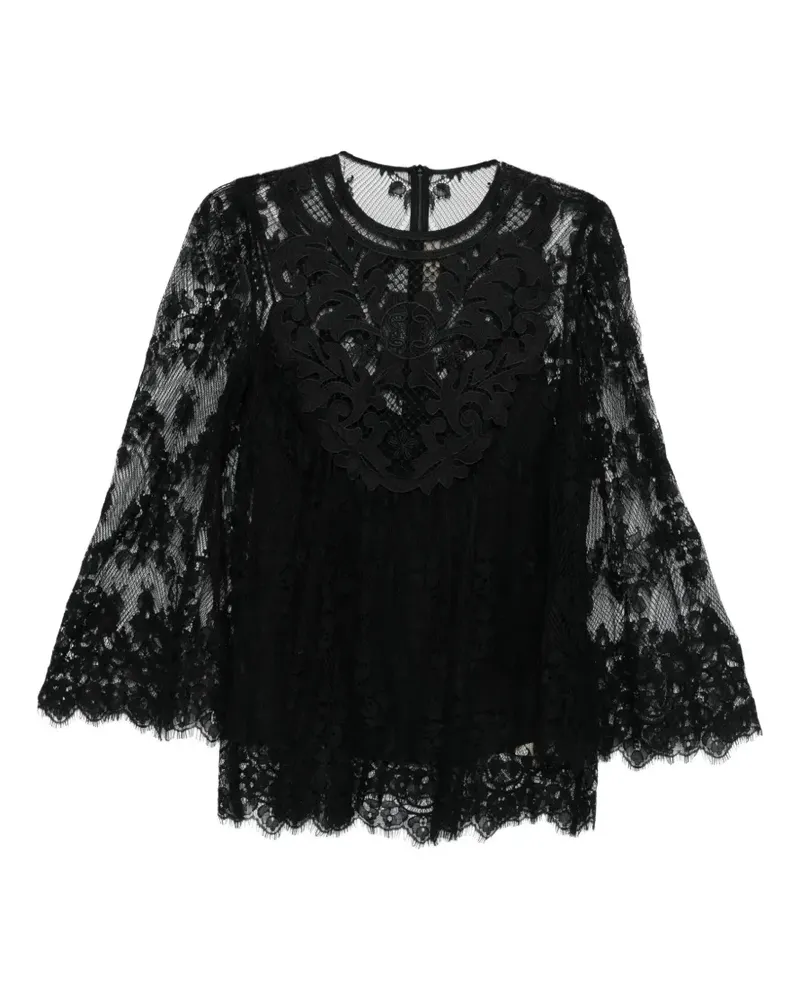 Elie Saab Bluse mit Blumenspitze - Schwarz Schwarz