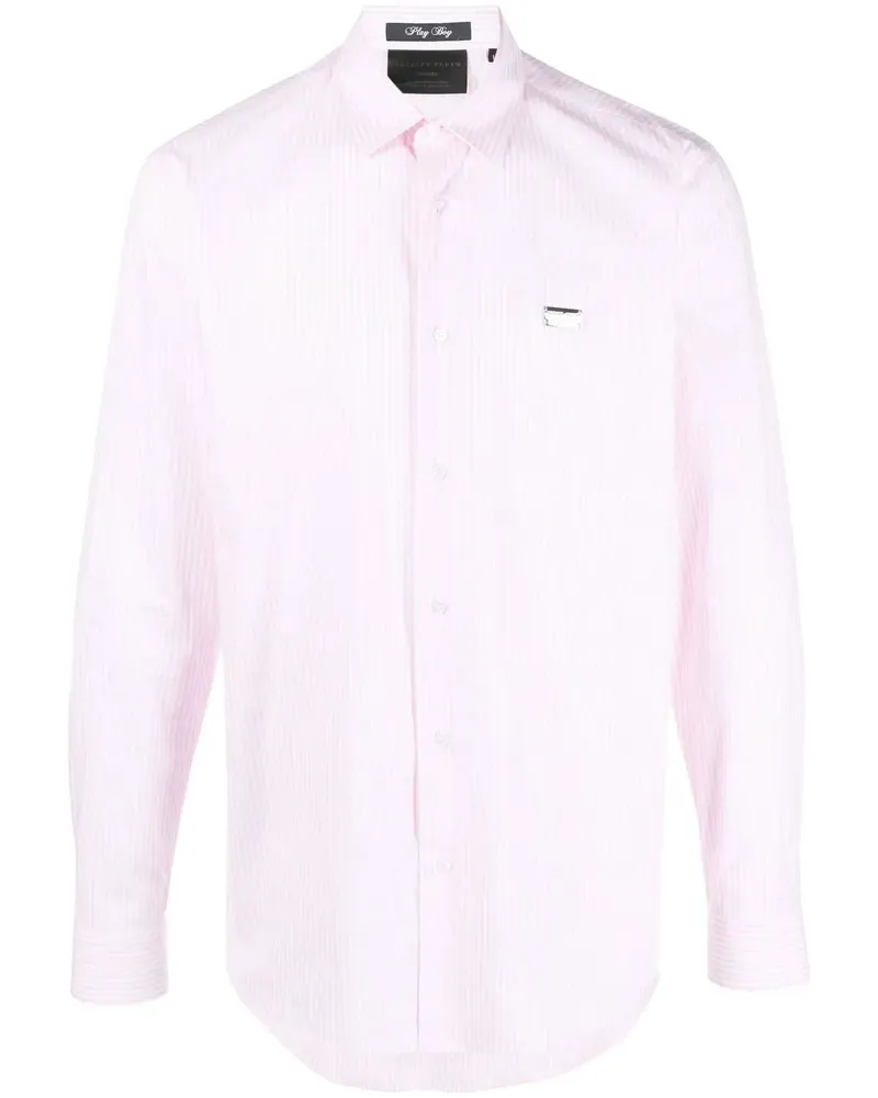 Philipp Plein Gestreiftes Hemd mit Print - Rosa Rosa