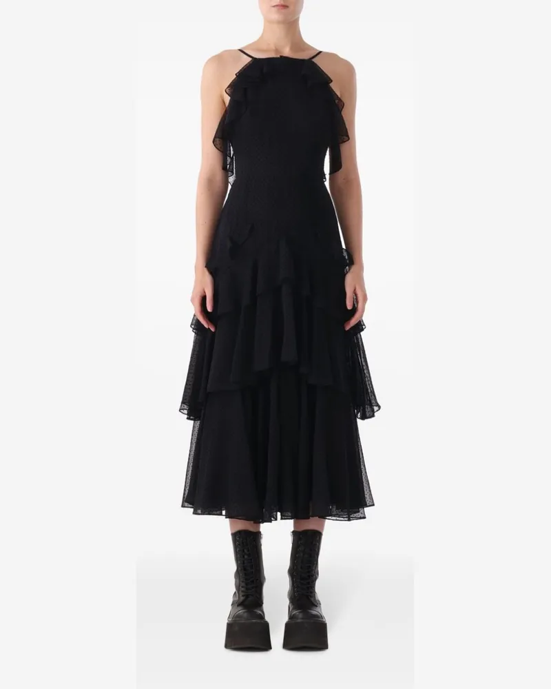 Jason Wu Midikleid mit Rüschendetail - Schwarz Schwarz