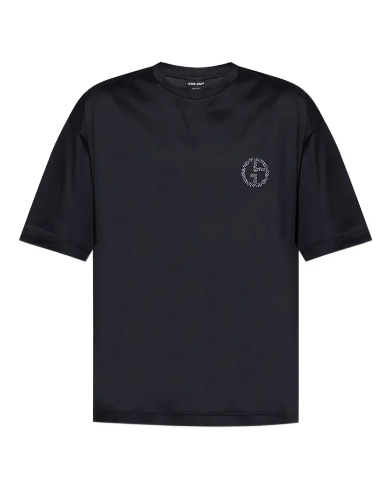 Giorgio Armani T-Shirt mit Logo-Stickerei - Schwarz Schwarz