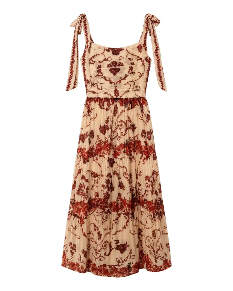 Alice + Olivia Haven floral-print midi dress - Nude Nude