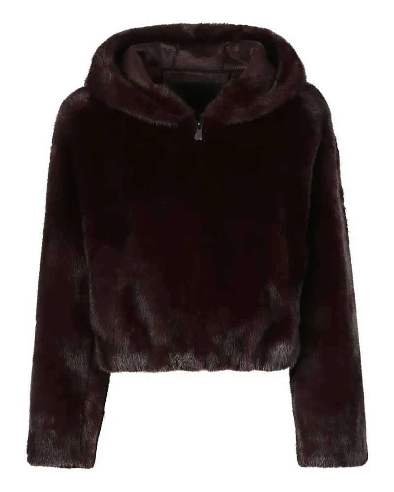 Pinko faux-fur hooded jacket - Braun Braun