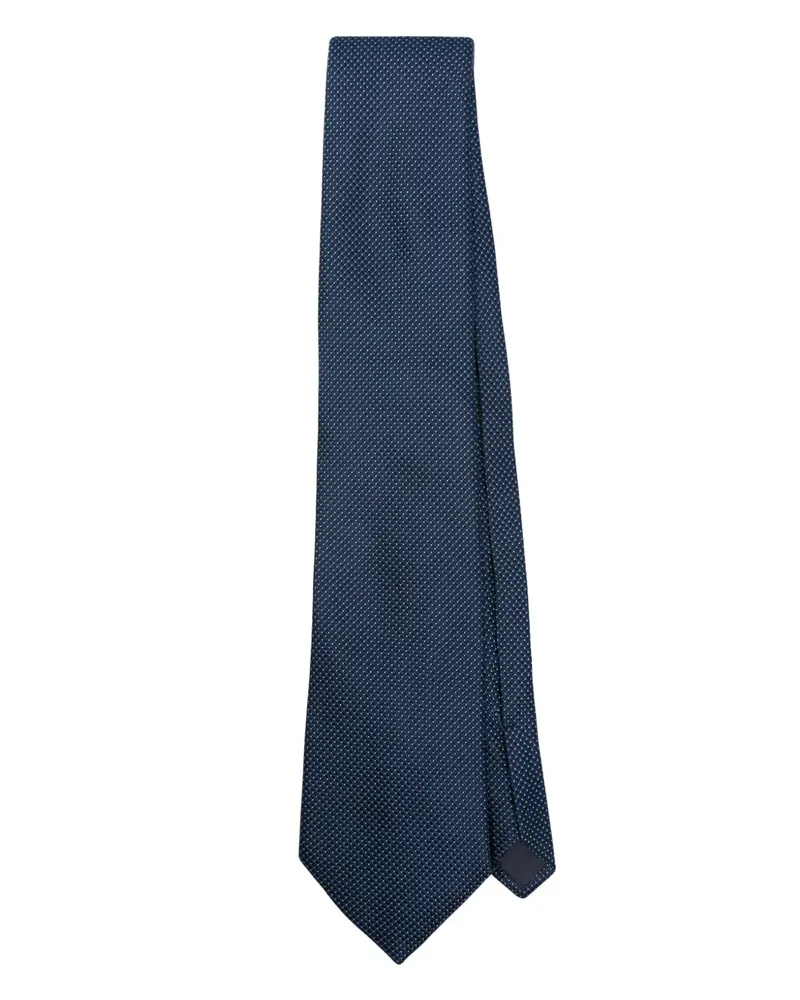 FURSAC Seidenkrawatte mit aufgestickten Polka Dots - Blau Blau