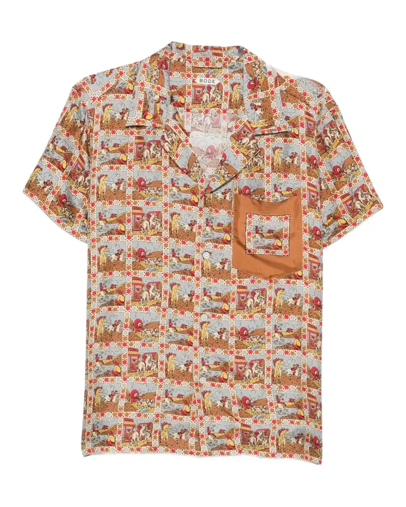 BODE Cowboy Comic silk shirt - Nude Nude