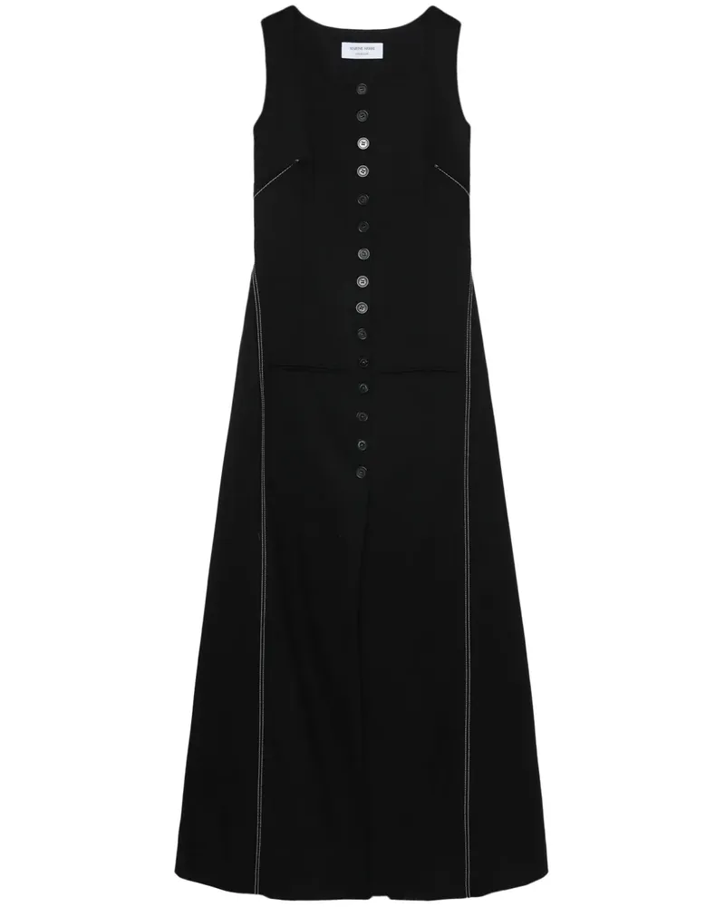Marine Serre Ausgestelltes Kleid mit Knöpfen - Schwarz Schwarz