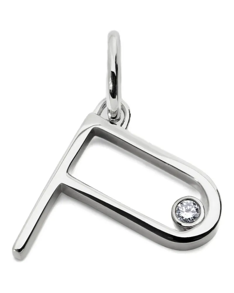 Monica Vinader Solitaire Anhänger mit Diamant - Silber Silber