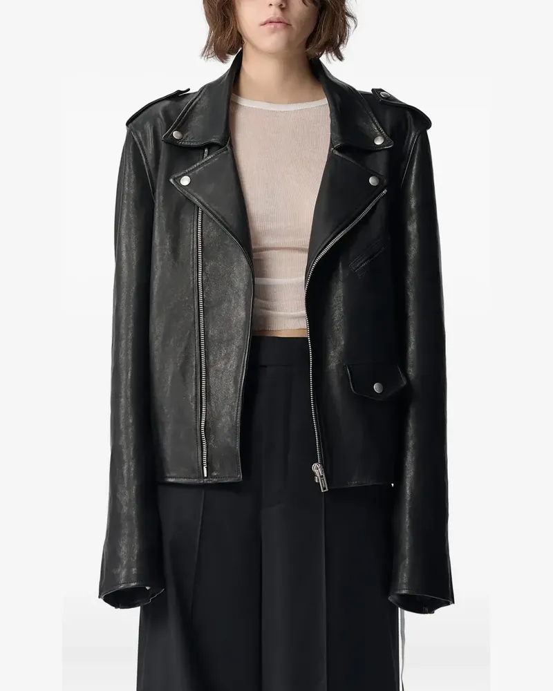 Ann Demeulemeester Anu Perfecto Jacke - Schwarz Schwarz