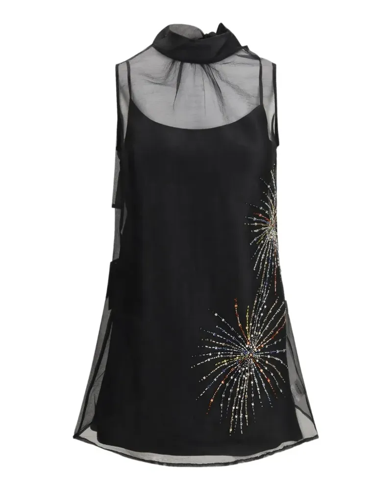 STAUD Albee beaded-detail high-neck mini dress - Schwarz Schwarz