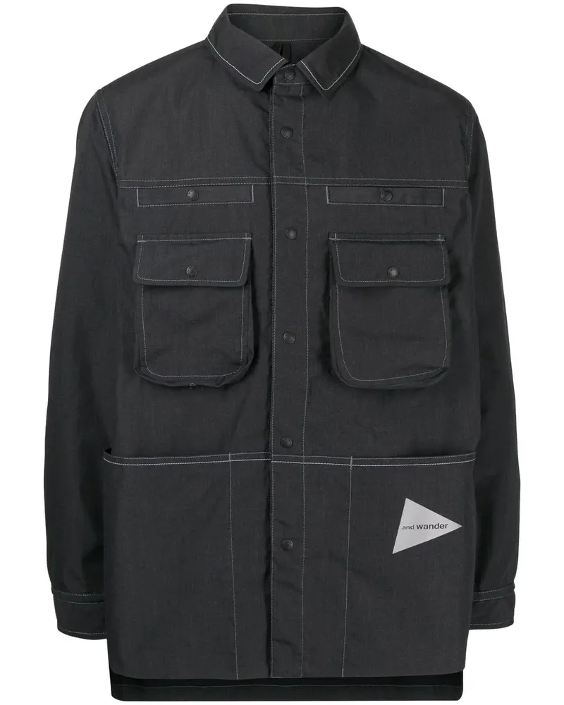 and wander Hemdjacke mit Logo-Print - Grau Grau