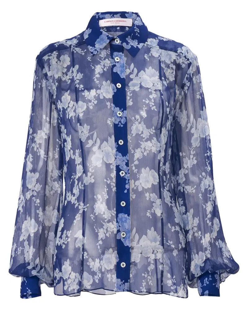 Carolina Herrera New York Bluse mit Blumen-Print - Blau Blau