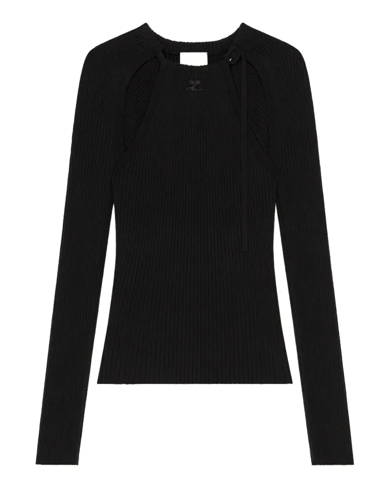 Courrèges Langarmshirt mit Cut-Out - Schwarz Schwarz