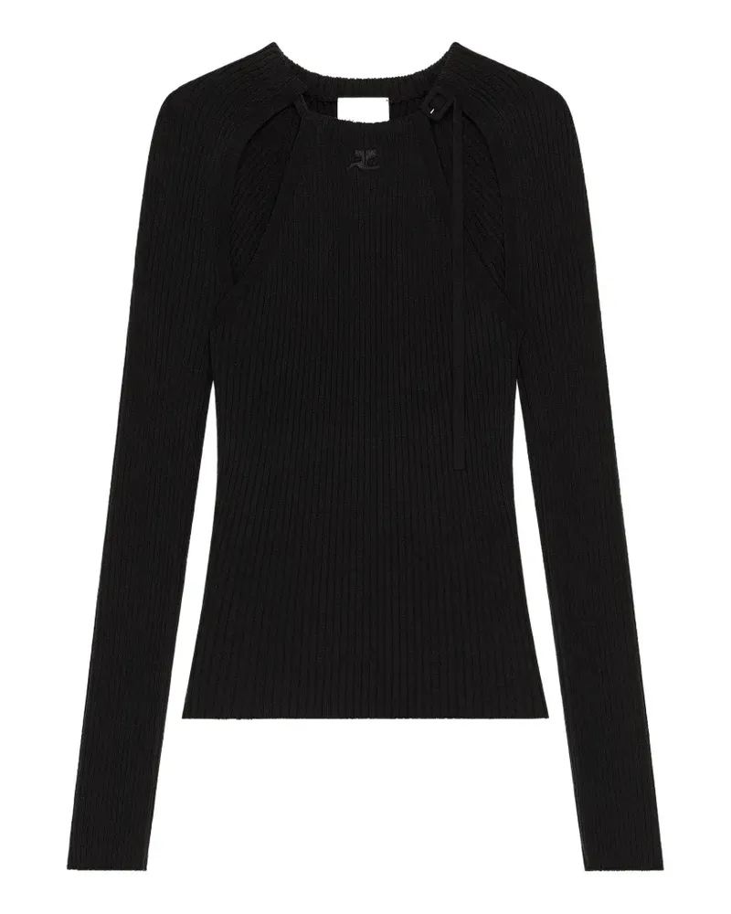 Courrèges Langarmshirt mit Cut-Out - Schwarz Schwarz