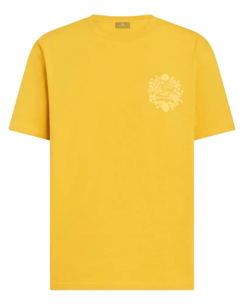 Etro T-Shirt mit Pegaso-Stickerei - Gelb Gelb
