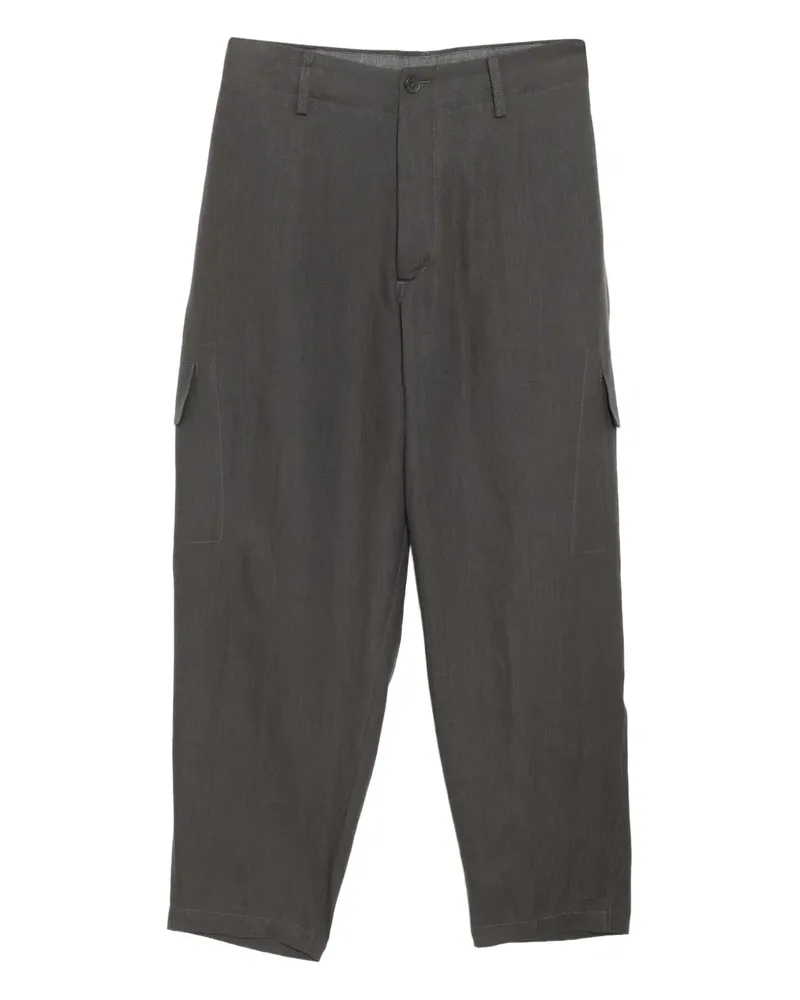 Yohji Yamamoto Leinenhose mit geradem Bein - Grau Grau
