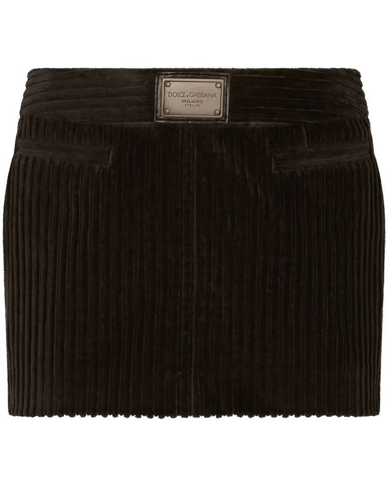 Dolce & Gabbana Gerippter Minirock aus Samt - Schwarz Schwarz