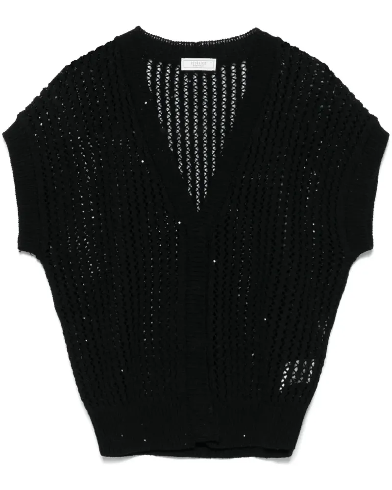 Peserico Cardigan mit Lochstrickmuster - Schwarz Schwarz
