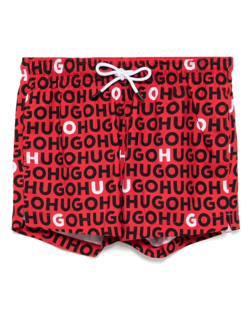 HUGO BOSS Badeshorts mit Logo-Print - Rot Rot