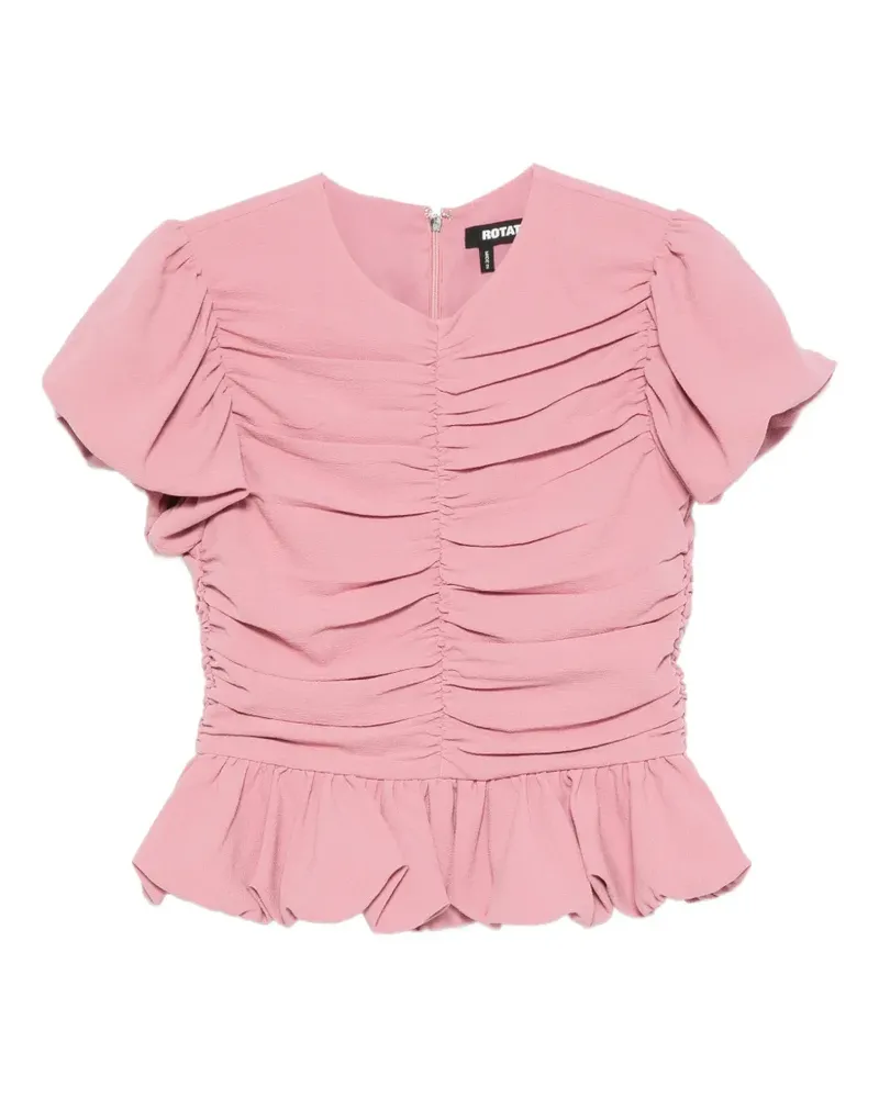 ROTATE Birger Christensen Geraffte Bluse mit Puffärmeln - Rosa Rosa