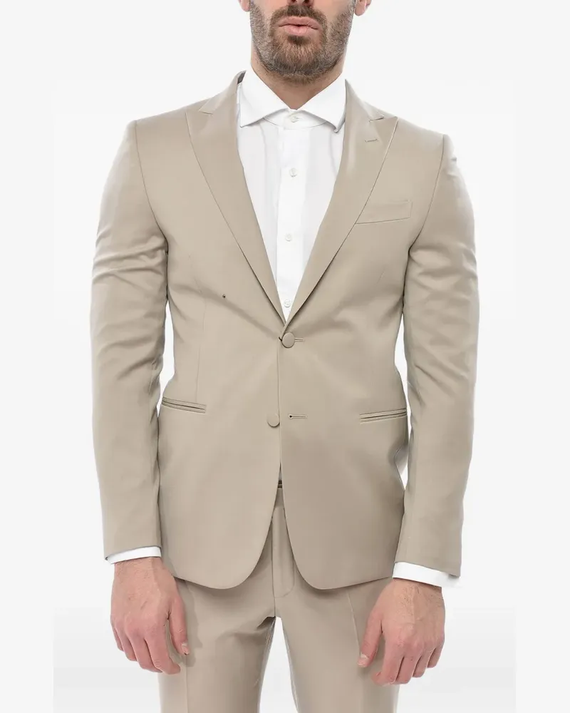 Corneliani peak-lapel virgin-wool suit - Nude Nude
